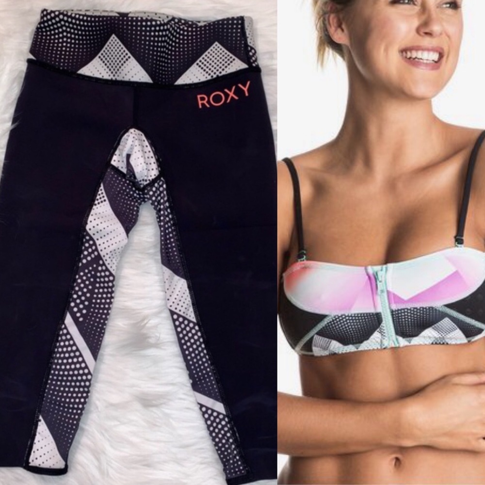 Roxy Surf Set 1mm Neoprene Capri Surf Leggings & Pop Surf Neoprene Bandeau S 4